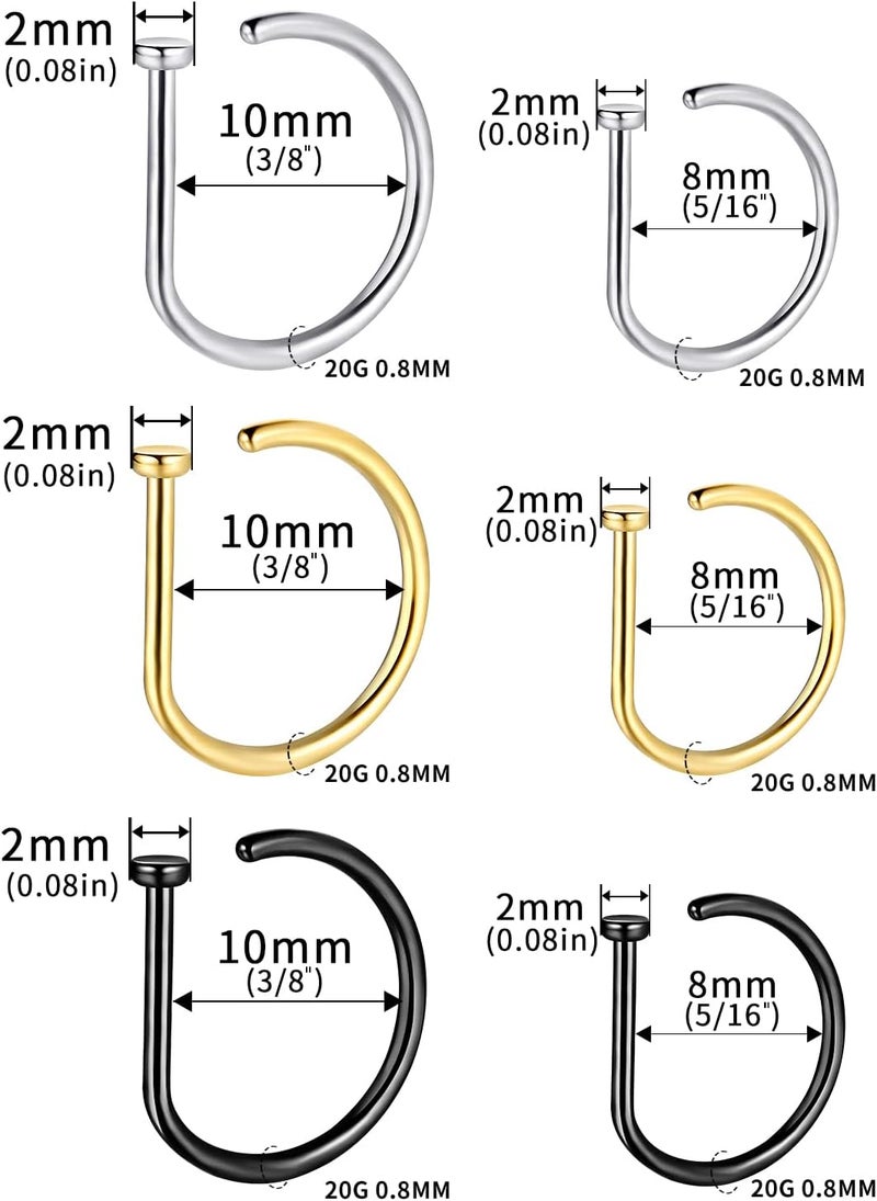 VOJO G23 Titanium 20G Nose Rings Hoops L Shaped Screw Nose Studs Diamond Small Piercing Jewelry for Women Men - Image 5